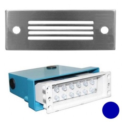 Φωτιστικό Χωνευτό Ορθογώνιο με Γρίλιες LED 0.8W 230V Μπλέ φως Αλουμινίου Inox 9601 IP54
